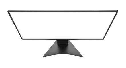 Modern Black Computer Monitor with Triangular Stand.