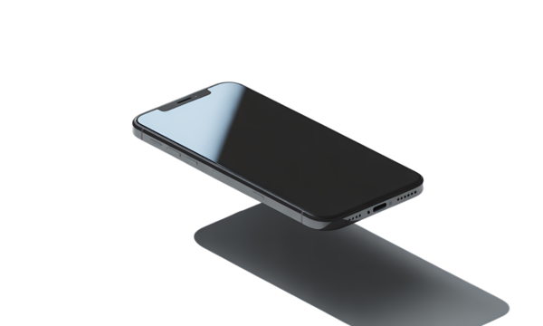 Modern Black Smartphone in MidAir.