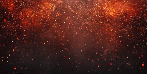 Abstract fiery particles against dark backdrop