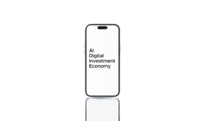 Modern Smartphone Displaying AI Digital Investment Economy.