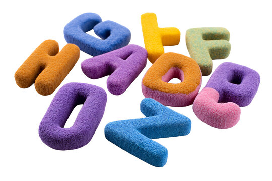 Plush colorful alphabet letters foam kids learning and education preschool abc blocks on transparent background - Powered by Adobe