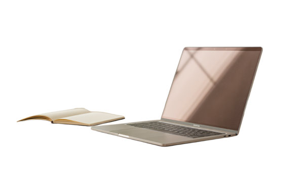 Open Notebook Beside Modern Laptop.