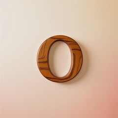 Lowercase Letter o in Polished Acacia Wood – Perfect Circular Shape with Smooth Grain Centered on Warm Peach Gradient Background for Minimalist and Natural Design Concepts