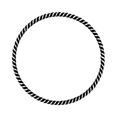 Circular frame crafted from a thick, braided rope design, isolated on white.