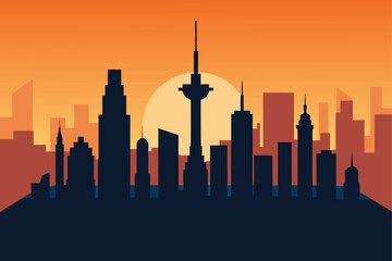 Obraz premium vector city map merged with skyline silhouette .eps