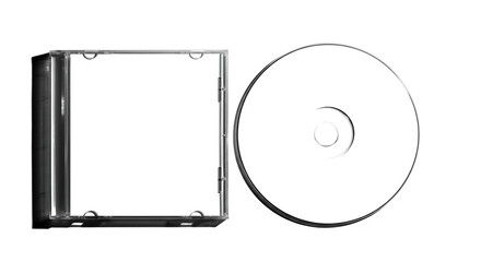 Transparent CD Case and Disc Isolated on White.