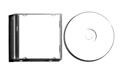 Transparent CD Case and Disc Isolated on White.