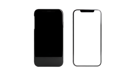 Two Modern Smartphones with Blank Screens.