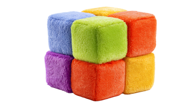 Plush colorful soft blocks toy kids children toddler learning and playing educational fun toy blocks for early learning on transparent background