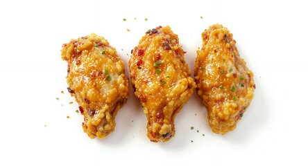 Crispy Fried Chicken Wings on White Background