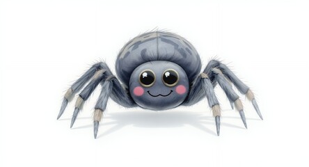Cute Cartoon Spider on White Background