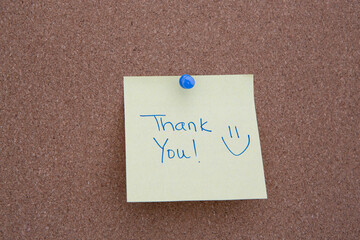 Thank You! note on cork board