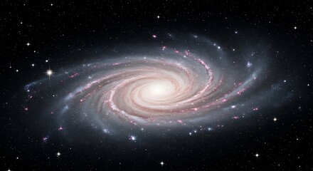 Ai generated image of vast spiral galaxy with glowing arms and a bright core, set against a backdrop of countless stars in the deep, dark expanse of the universe