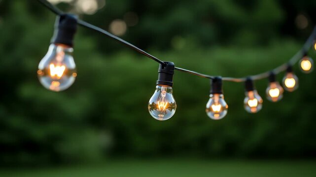 String Lights Hanging Outdoors at Dusk