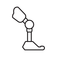 Single icon of a prosthetic leg, perfect for rehabilitation, assistive tech, or orthopedic use. Editable stroke vector illustration