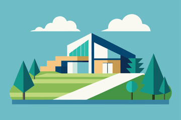 Fototapeta premium modern estate with geometric landscape layout (1).eps