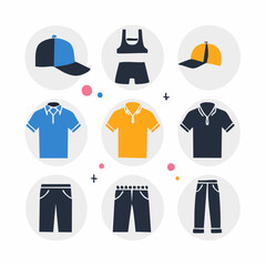 Modern Clothing Collection Stylish Icons for Casual & Sportswear