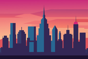 modern vector skyline with gradient sky   (1).eps
