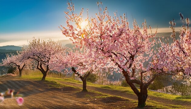 almond blossoms bloom in early february - Powered by Adobe