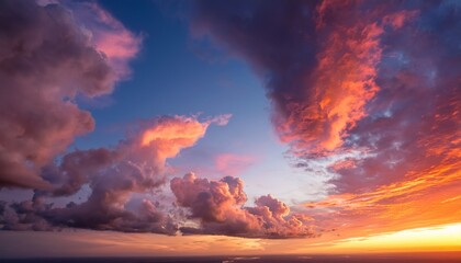 clouds sunset sky atmospheric nature scene vibrant orange and pink colors weather phenomenon dramatic sky background for travel and outdoor photography