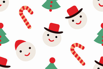 patterned wallpaper of smiling snowmen  candy cane (1).eps