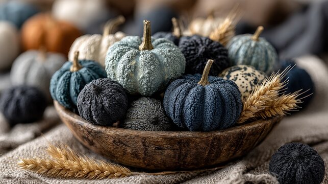 Rustic Bowl of Textured Fall Gourds