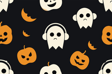 seamless vector pattern of ghostly headphones  jac (2).eps
