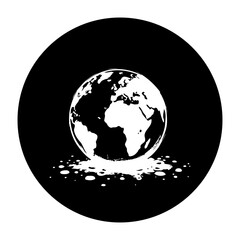 Conceptual earth representation in black and white depicting environmental damage or melting ice caps posing threats