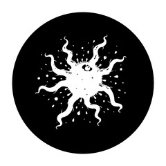 Mystical creature in a dark orb an enigmatic vector illustration revealing a captivating artistic expression, blending darkness and fantasy