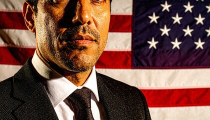 アメリカ国旗とビジネスマン