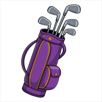 Sports themed golf bag vector illustration with JPEG version available perfect for golfer equipment, sports merchandise and club designs.