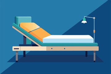 vector of a bed with adjustable frame and tech fea.eps