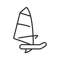 A single icon of windsurfing in outline style, combining wind and wave sports. Editable stroke vector illustration.