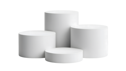 Modern white product display podiums for showcasing luxury merchandise items