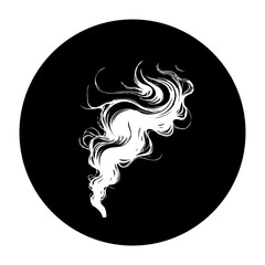 Abstract white smoke illustration on black circular background creating ethereal and artistic effect for designs