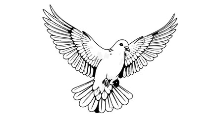 Obraz premium Elegant Dove Illustration: A Symbol of Hope and Peace for Creative Projects, with Detailed Wing Design