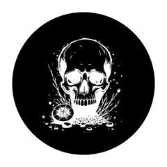 Intricate skull design with botanical elements on a dark background creating edgy aesthetic vector illustration