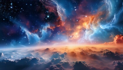 Naklejka premium charm of a nebula epitomizing gases radiant heavens and captivating origins of celestial bodies that nebulae symbolize