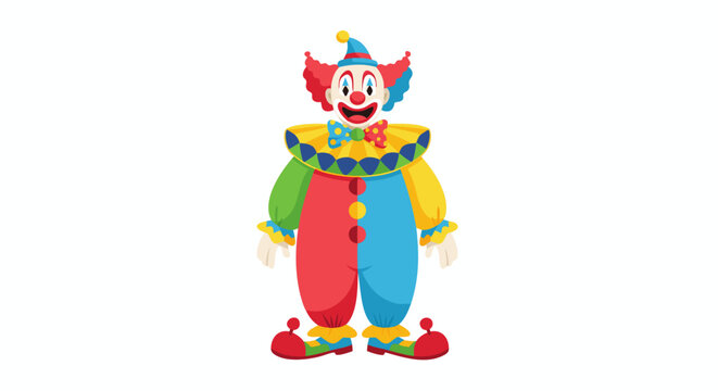 Whimsical Clown Illustration with Vibrant Colors and Traditional Costume for Carnival Fun and Entertainment