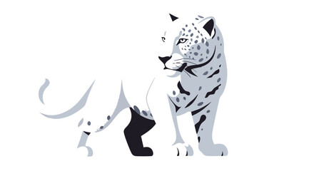 Obraz premium Monochromatic Majesty: A Stylized Leopard Illustration with a Clean Design Aesthetic