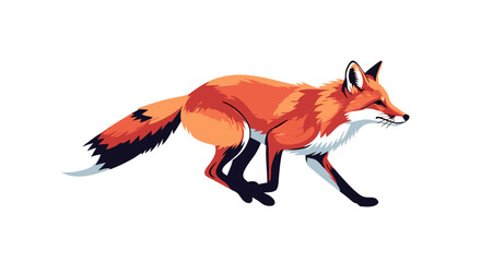 Obraz premium Vibrant Fox Illustration Portraying Energetic Motion and Wildlife Agility in Detailed Style
