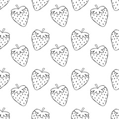 Hand drawn strawberry repeating raster pattern