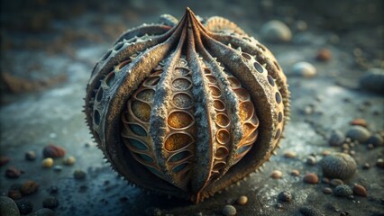 Exotic Seed Pod on Rocky Surface