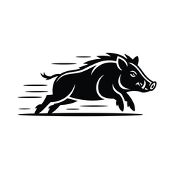 Obraz premium Running wild boar silhouette isolated on white background