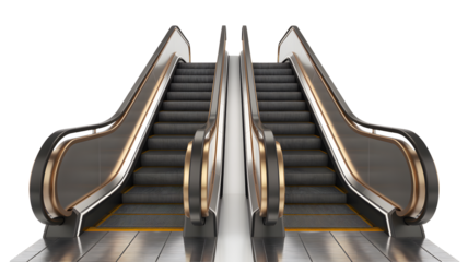 Modern metallic escalators ascending, providing access and convenience easily