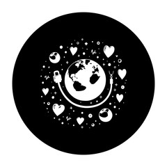 Connecting the world with love and technology showing global interconnectedness with hearts embracing the earth in modern digital