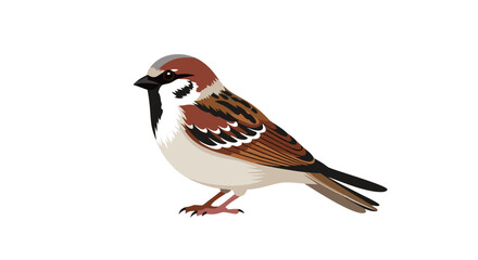 Stylized sparrow illustration showcasing intricate feather details in warm earthy tones, captured in a vector graphic design on a white background