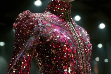 Sparkling Red Sequins Fashion Design