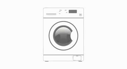 Modern White Washing Machine Illustration Emphasizing Cleanliness and Efficiency through its Simplified Design Minimalist 150