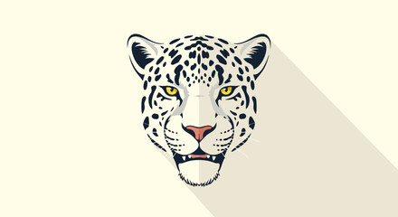 Elegant minimalist leopard head graphic with intricate details in vector format for design projects and presentations
